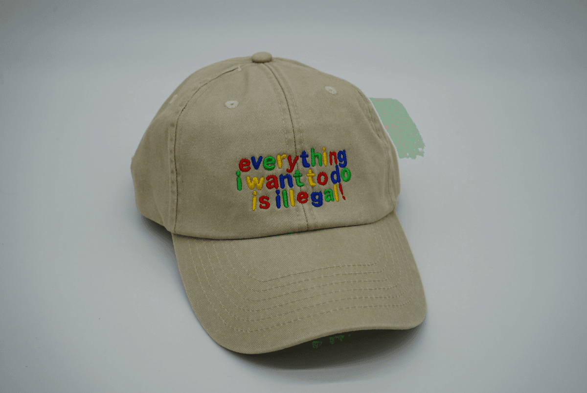 "everything is illegal" — bestickte Snapback Cap